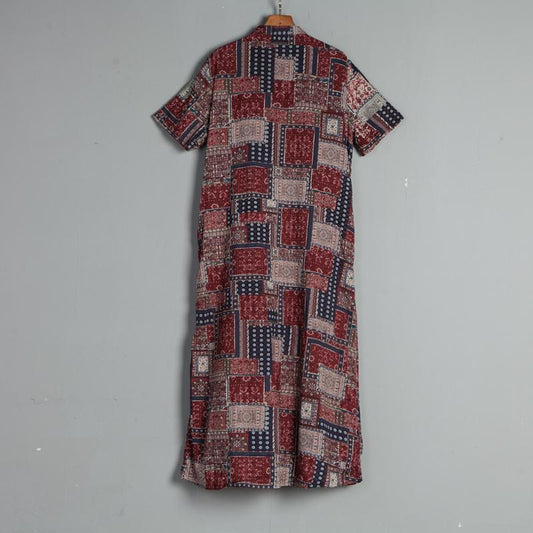 Split Neck Casual Short Sleeve Floral Summer Dress