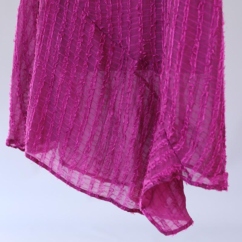 Irregular Round Neck Long Sleeve Lining Women Purple Dress