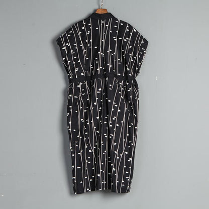 Summer Polo Neck Pockets Short Sleeve Casual Lacing Dress