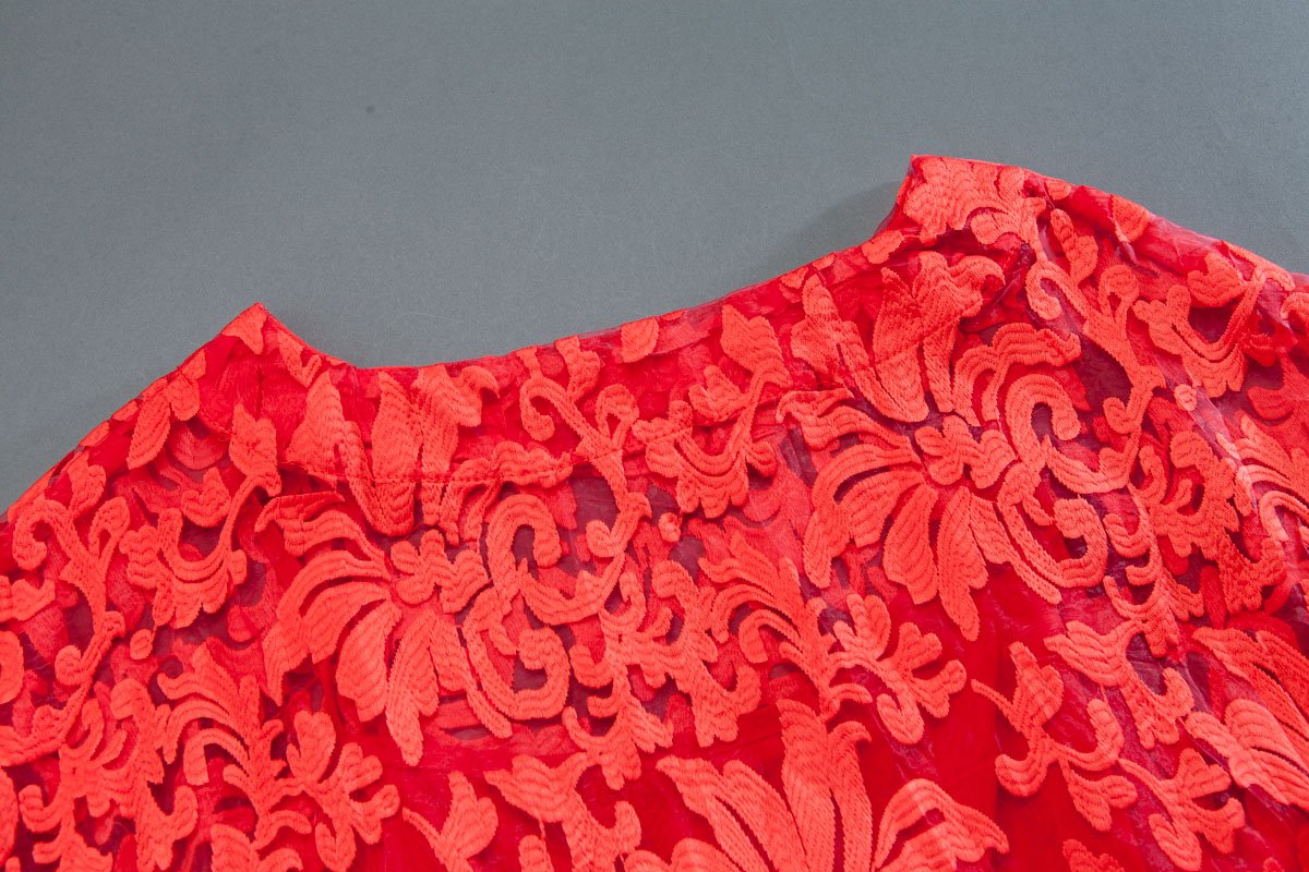 Three-quarter Sleeve Pockets Two-piece Long Red Dress