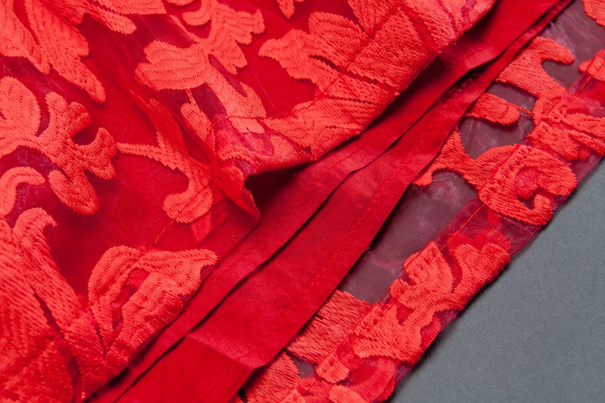 Three-quarter Sleeve Pockets Two-piece Long Red Dress