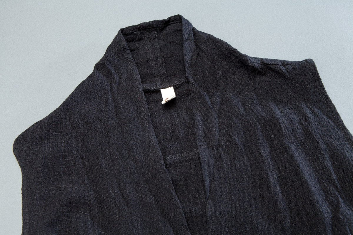 Women Casual Sleeveless Blouse Black Linen Outerwear