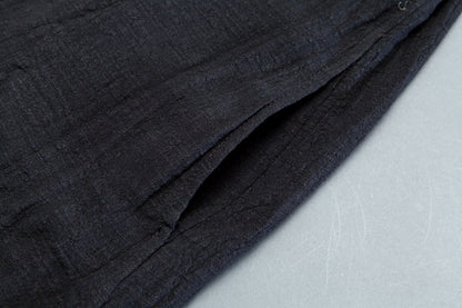 Women Casual Sleeveless Blouse Black Linen Outerwear