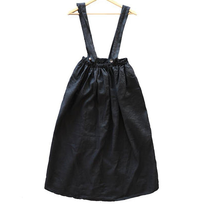 Loose Casual Stripe Women Black Suspender Skirt