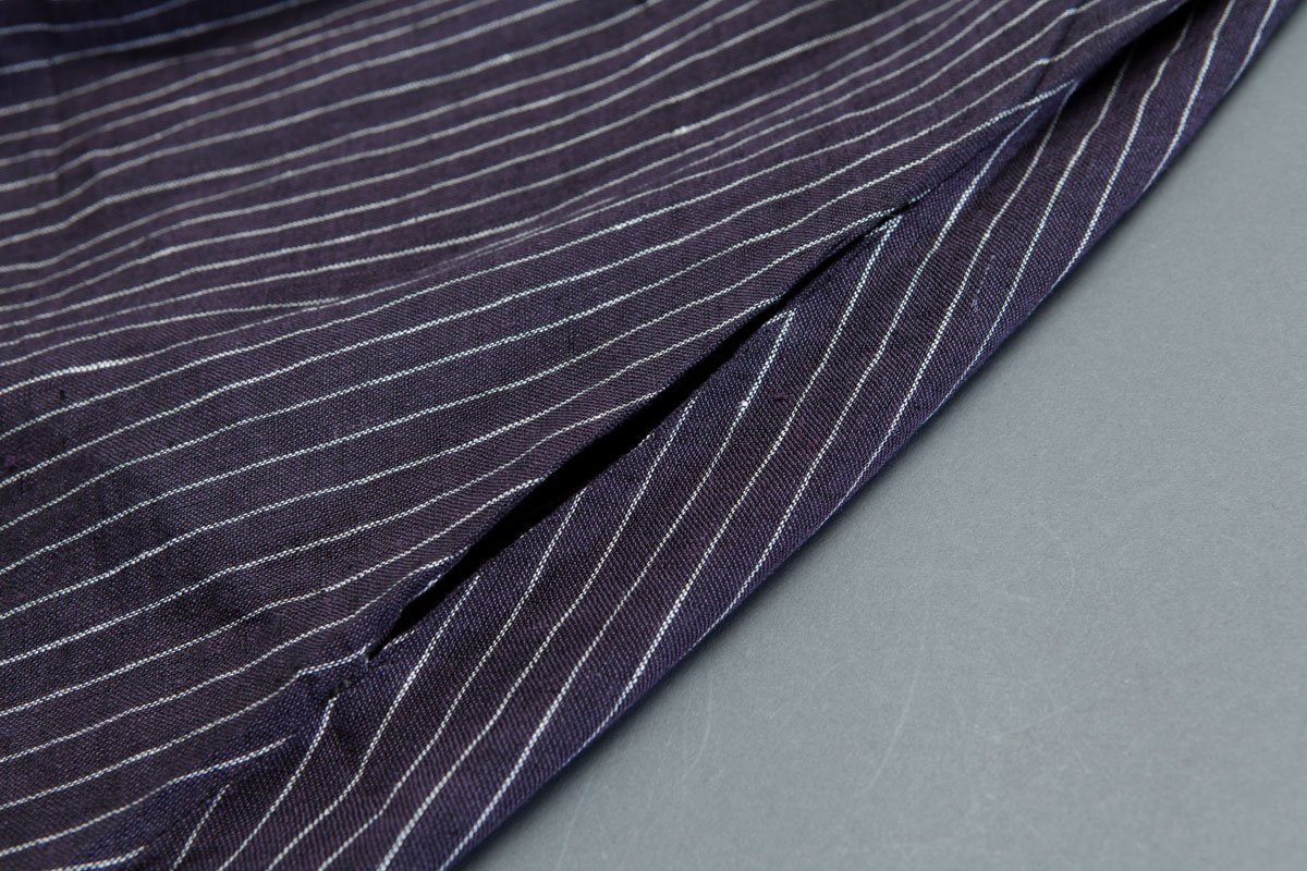 Round Neck Short Sleeve Pockets Stripe Dress