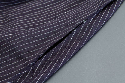 Round Neck Short Sleeve Pockets Stripe Dress