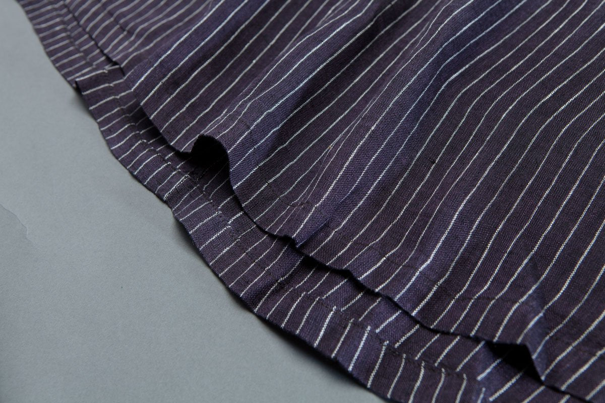 Round Neck Short Sleeve Pockets Stripe Dress