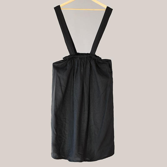 Loose Casual Stripe Women Black Suspender Skirt