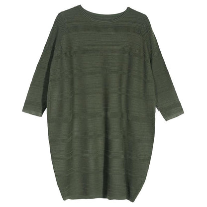 Women Spring Autumn Casual Loose Stripe Long Sleeve Dress