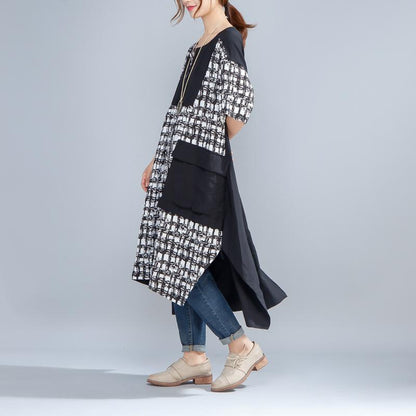 Summer Single Breasted Short Sleeve Splicing Irregular Dress