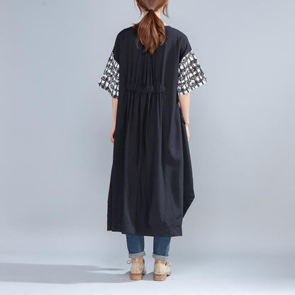 Summer Single Breasted Short Sleeve Splicing Irregular Dress