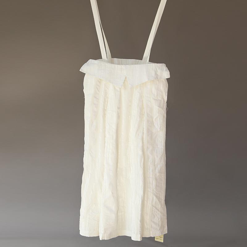 Women Linen Cotton Casual Loose Strap White Skirt