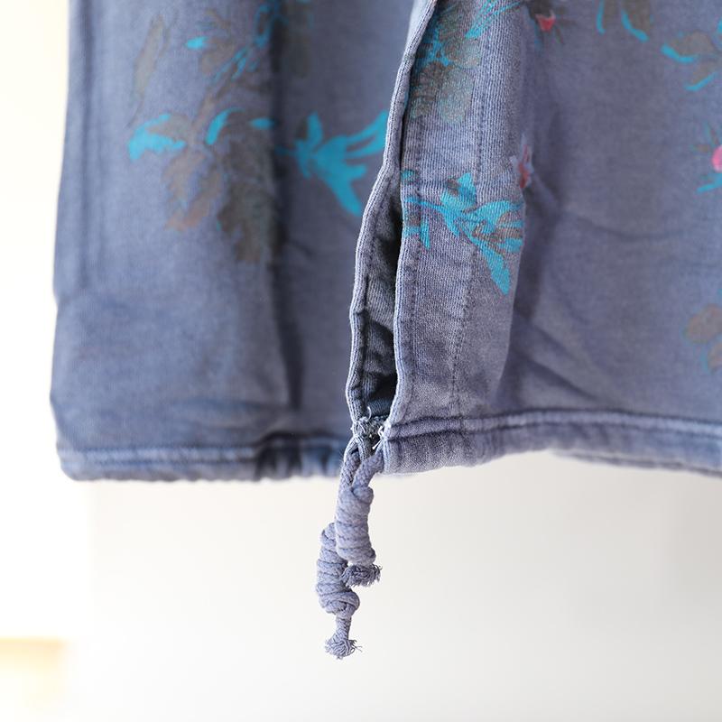 Hoodies Single Breasted Floral Printed Women Coat