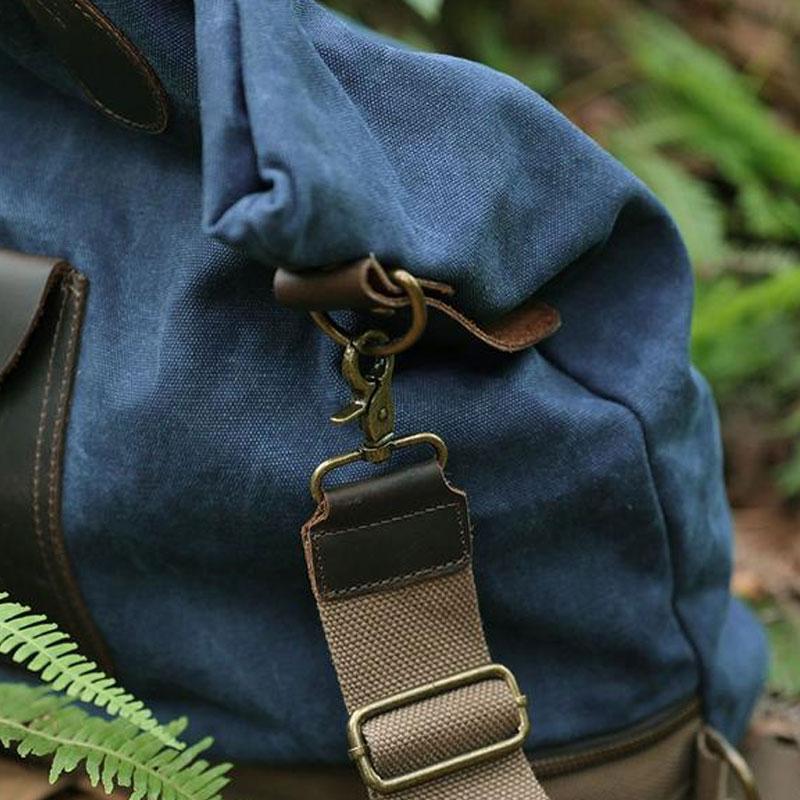 Women Casual Canvas Leather Dark Blue Handbag Shoulder Bag