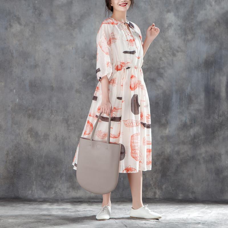 Women Summer Half Sleeve Printed Pleated Dress