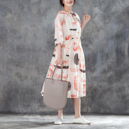 Women Summer Half Sleeve Printed Pleated Dress