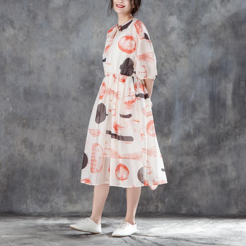 Women Summer Half Sleeve Printed Pleated Dress