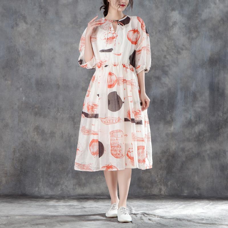 Women Summer Half Sleeve Printed Pleated Dress