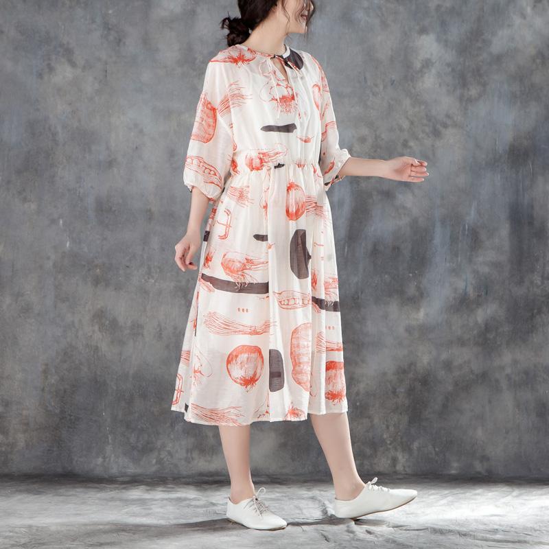 Women Summer Half Sleeve Printed Pleated Dress