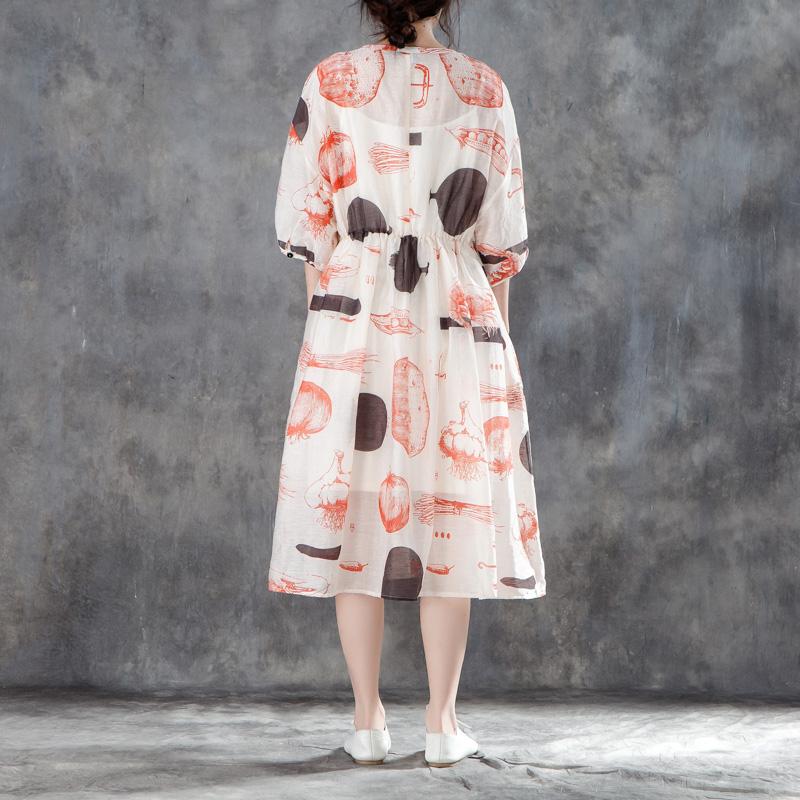 Women Summer Half Sleeve Printed Pleated Dress