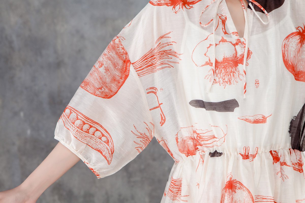 Women Summer Half Sleeve Printed Pleated Dress