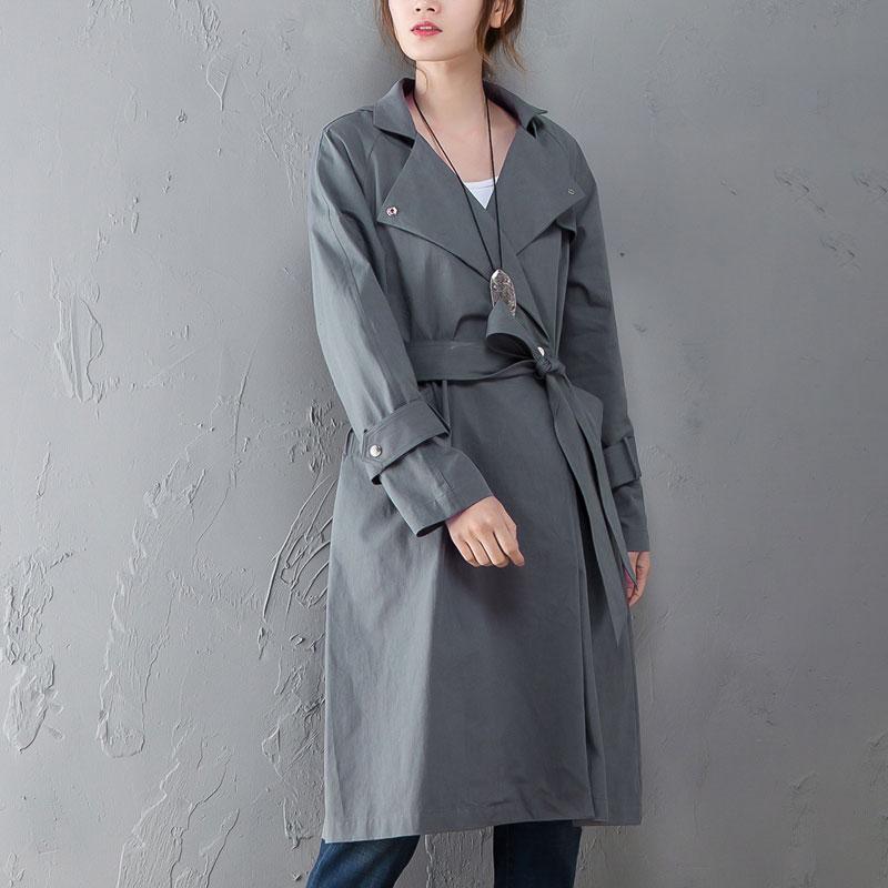 Women Polo Collar Long Sleeve Casual Hoodie Gray Coat