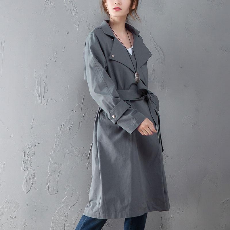 Women Polo Collar Long Sleeve Casual Hoodie Gray Coat