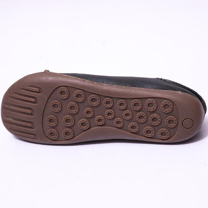 Fashionable Leather Retro Splicing Black Women Single Shoes