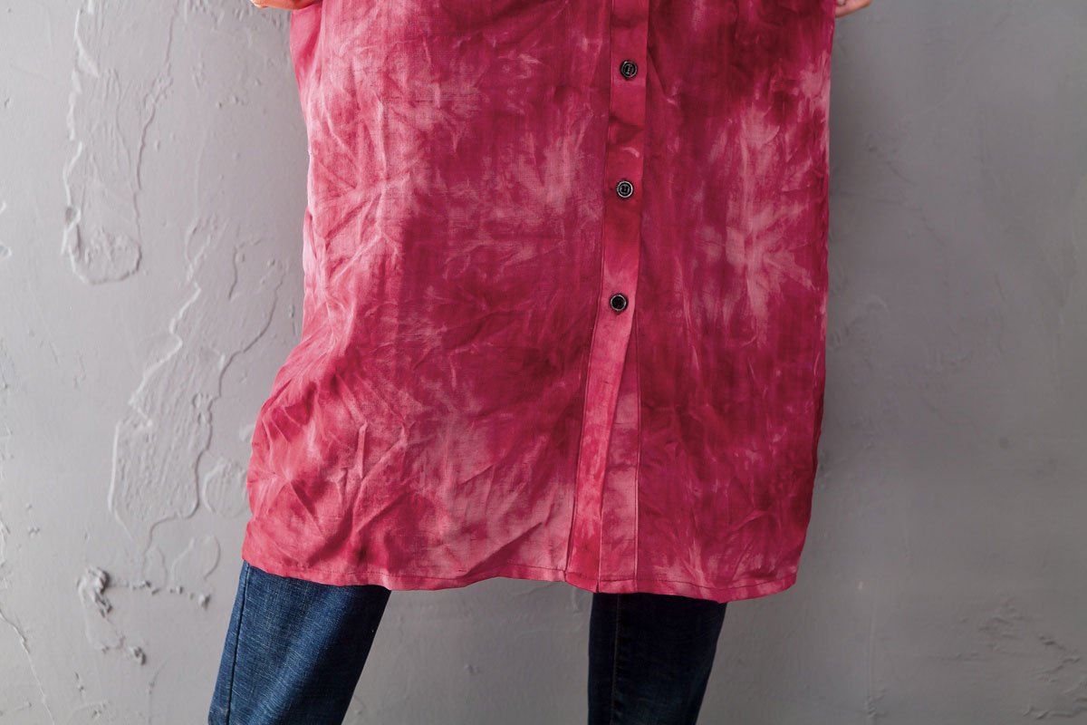 Single Breasted Long Sleeve Red Printed Shirt Dress