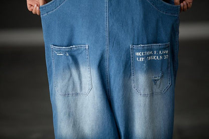 Summer Denim Pockets Hollow Casual Jumpsuits