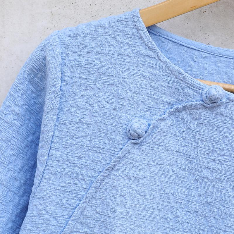 Casual Winter Women Cotton Frogs Light Blue Dress
