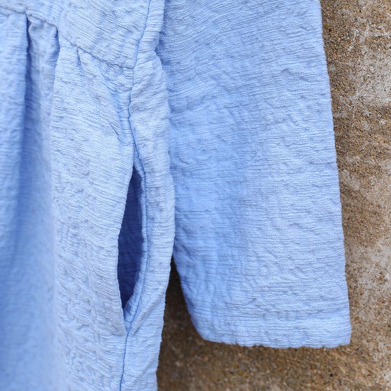 Casual Winter Women Cotton Frogs Light Blue Dress