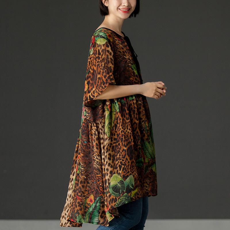 Floral Casual Lacing Summer Short Sleeve Dress