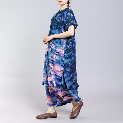 Ink Painted Split Two Piece Suit