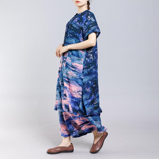 Ink Painted Split Two Piece Suit