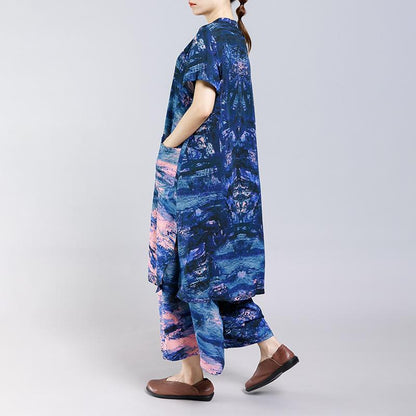Ink Painted Split Two Piece Suit