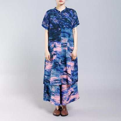 Ink Painted Split Two Piece Suit