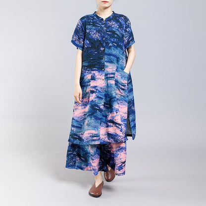 Ink Painted Split Two Piece Suit
