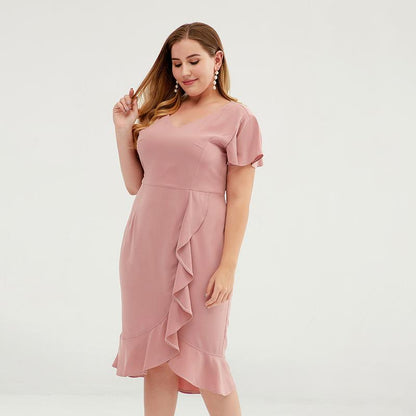 Irregular Agaric Hem Design Plus Size Elegant Dress