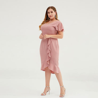 Irregular Agaric Hem Design Plus Size Elegant Dress