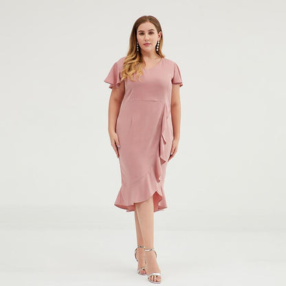 Irregular Agaric Hem Design Plus Size Elegant Dress