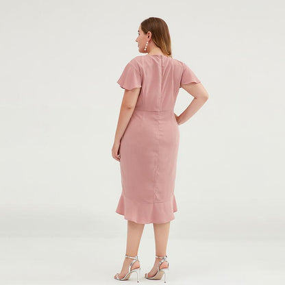 Irregular Agaric Hem Design Plus Size Elegant Dress