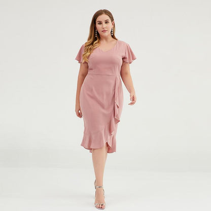 Irregular Agaric Hem Design Plus Size Elegant Dress
