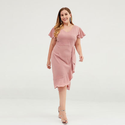 Irregular Agaric Hem Design Plus Size Elegant Dress