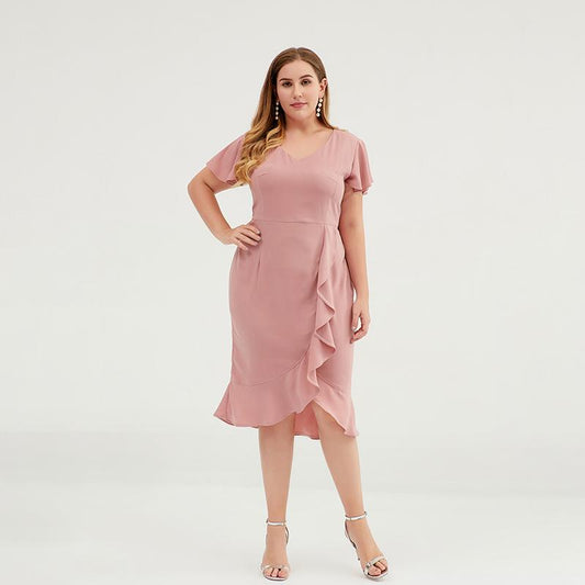 Irregular Agaric Hem Design Plus Size Elegant Dress