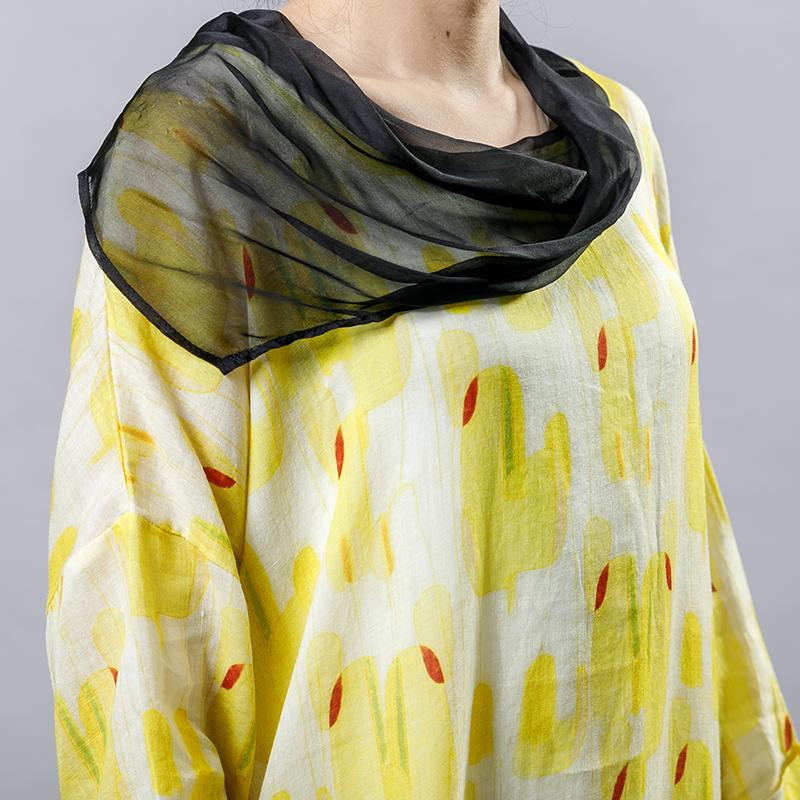 Irregular Collar Splicing Printed Fashion Dress