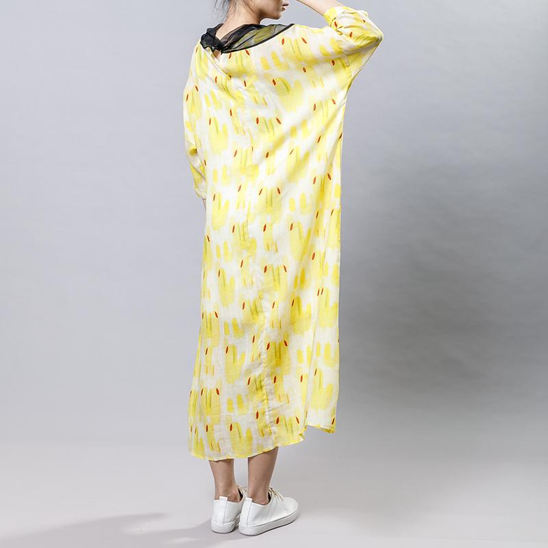 Irregular Collar Splicing Printed Fashion Dress