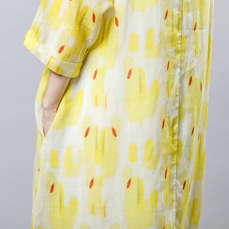 Irregular Collar Splicing Printed Fashion Dress