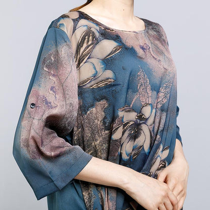 Irregular Design Floral Printed Two Piece Suit
