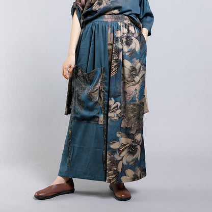 Irregular Design Floral Printed Two Piece Suit